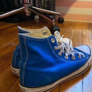 Blue and white converse